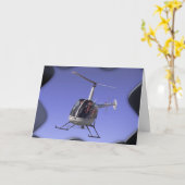 ヘリコプターのグリーティングカード 飛行するチョッパーカード カード (黄色い花)
