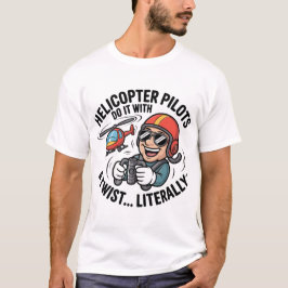 ヘリコプターのパイロット・キャラクター・マスコット Tシャツ