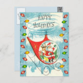 ヘリコプターのモダンなヴィンテージのクリスマスのレトロのサンタ シーズンポストカード (正面/裏面)