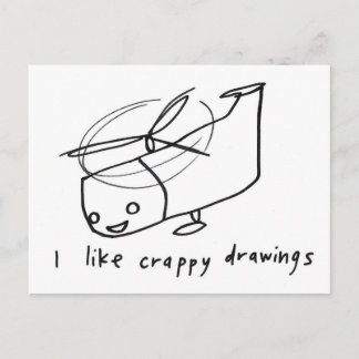 ヘリコプターの写実的スケッチ ポストカード