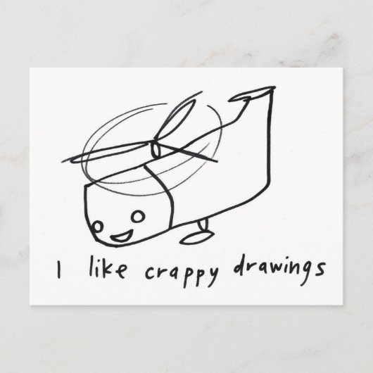 ヘリコプターの写実的スケッチ ポストカード (正面)