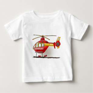 ヘリコプターの救急車の乳児のTシャツ ベビーTシャツ