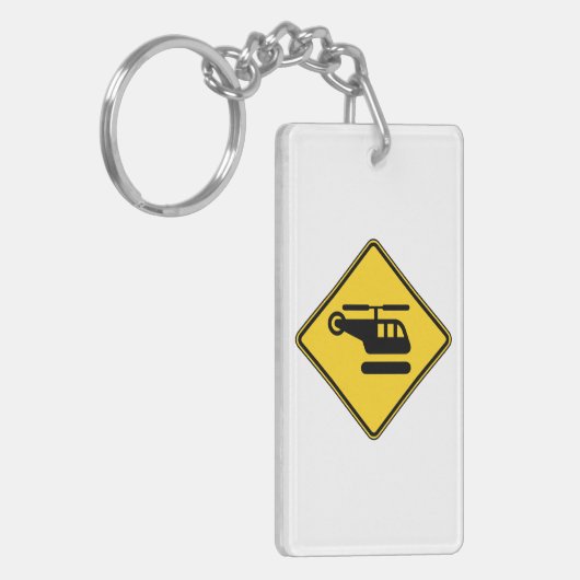 ヘリコプターの注意標識 キーホルダー (正面左)