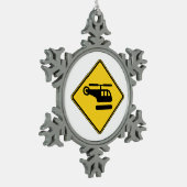 ヘリコプターの注意標識 スノーフレークピューターオーナメント (左)