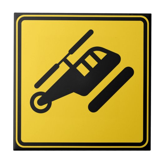 ヘリコプターの注意標識 タイル (正面)