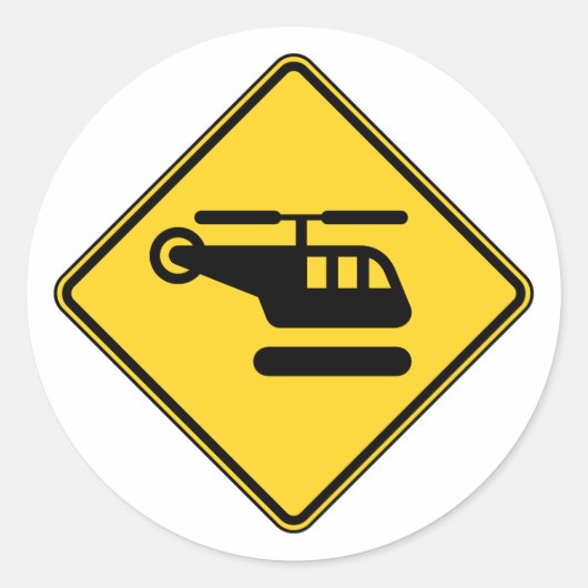 ヘリコプターの注意標識 ラウンドシール (正面)