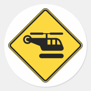 ヘリコプターの注意標識 ラウンドシール