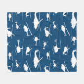 ヘリコプターは//の濃紺//のシルエットを描きます フリースブランケット (正面(横))