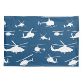 ヘリコプターは//の濃紺//のシルエットを描きます 枕カバー (裏面)