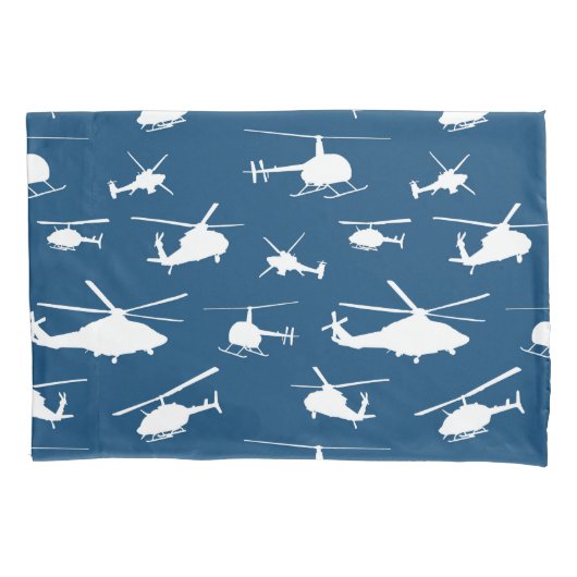 ヘリコプターは//の濃紺//のシルエットを描きます 枕カバー (正面)