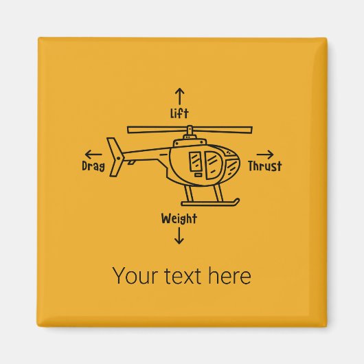 ヘリコプターイラストレーション航空パイロット誕生日 マグネット (正面)