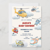 ヘリコプターカラフルベビーシャワー招待状 招待状 (正面)