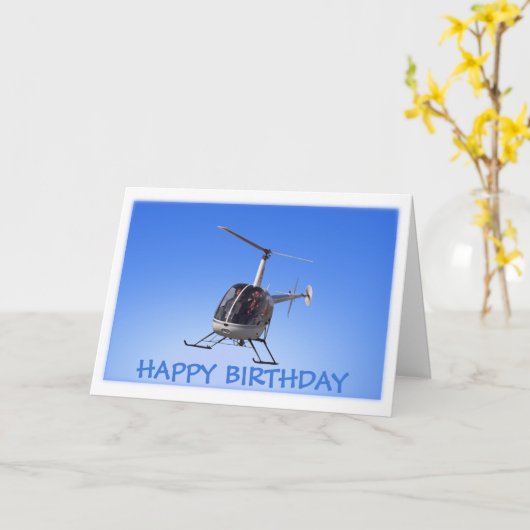 ヘリコプターカード飛んでいるなチョッパーの挨拶状 カード (黄色い花)