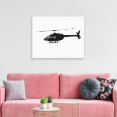 ヘリコプターチョッパーのシルエットカスタマイズカラー キャンバスプリント (インサイチュ (リビング))