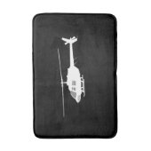 ヘリコプターチョッパーシルエット飛んでいるブラック バスマット (正面縦)