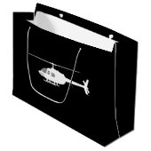 ヘリコプターチョッパーシルエット飛んでいるブラック ラージペーパーバッグ (正面アングル)