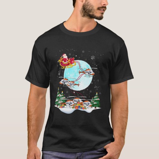 ヘリコプタートナデリアサンタズスリーパイロットクリスマス Tシャツ (正面)