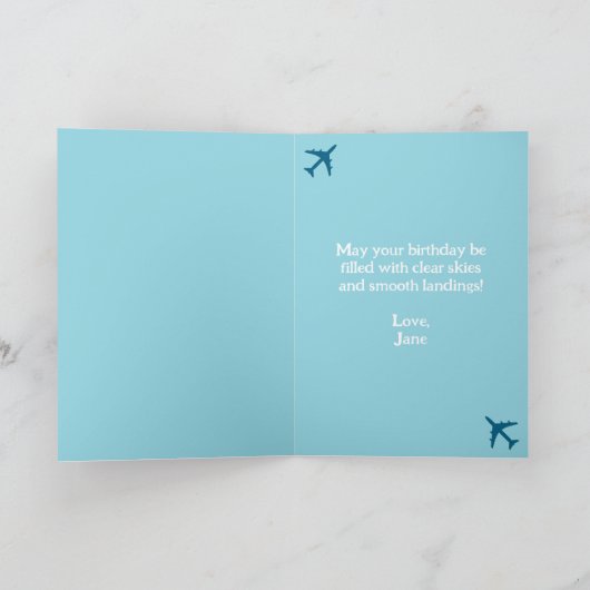 ヘリコプターパイロット用の写真，航空誕生日 シーズンカード (内部)