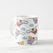 ヘリコプターパターンのかわいい動物 コーヒーマグカップ (正面左)