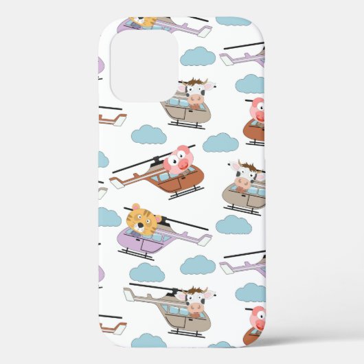 ヘリコプターパターンのかわいい動物 Case-Mate iPhoneケース (裏面)