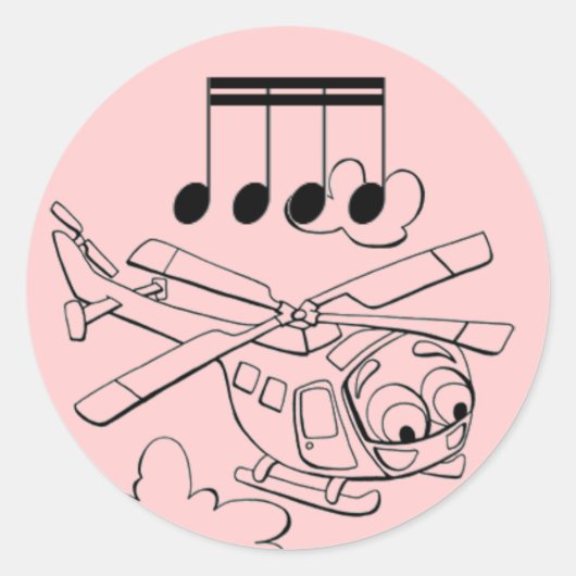 ヘリコプターピンク ラウンドシール (正面)