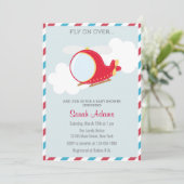 ヘリコプターベビーシャワー招待状青い赤 招待状 (スタンド正面)