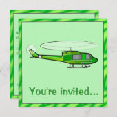 ヘリコプター付き少年の誕生日パーティーの招待 招待状 (正面/裏面)