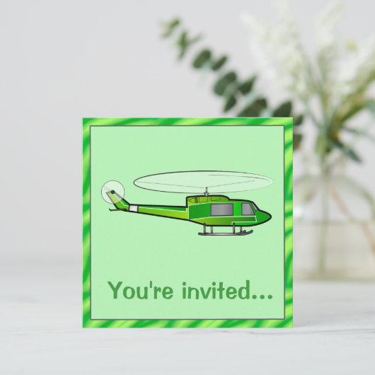 ヘリコプター付き少年の誕生日パーティーの招待 招待状 (スタンド正面)