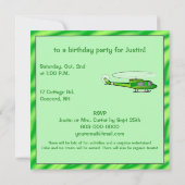 ヘリコプター付き少年の誕生日パーティーの招待 招待状 (裏面)