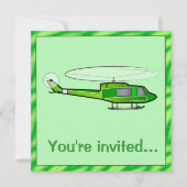 ヘリコプター付き少年の誕生日パーティーの招待 招待状 (正面)