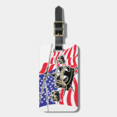 ヘリコプター付き米国国旗 ラゲッジタグ (正面縦)