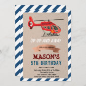 ヘリコプター機誕生日テーマ招待状 招待状 (正面/裏面)