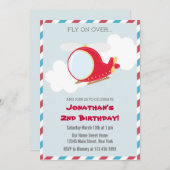 ヘリコプター誕生日パーティーの招待 招待状 (正面/裏面)