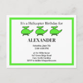 ヘリコプター誕生日パーティー インビテーションポストカード (正面)