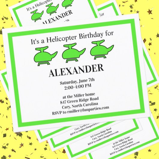ヘリコプター誕生日パーティー インビテーションポストカード