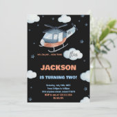 ヘリコプター誕生日招待状ブラックBK 招待状 (スタンド正面)