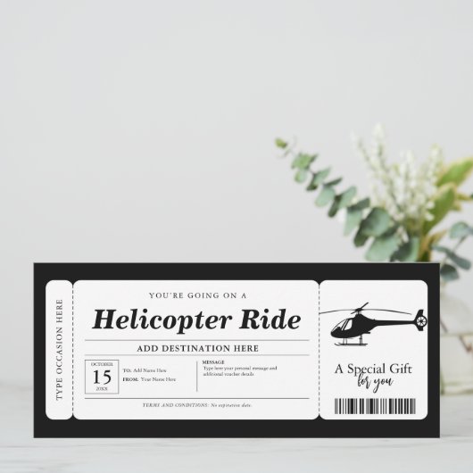 ヘリコプター遊覧サプライズギフトチケットバウチャー 招待状 (スタンド正面)