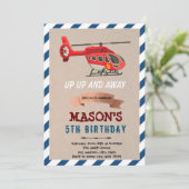 ヘリコプター飛行機の誕生日テーマ招待状 招待状 (スタンド正面)