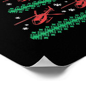 ヘリコプター ダサい クリスマス パイロット クリスマス ツリー プレゼント ポスター (角)