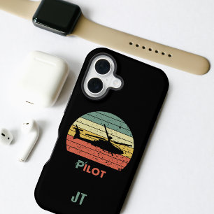 ヘリコプター レトロ サンセット おしゃれ 楽しい オリジナルデザイン  iPhone 16ケース