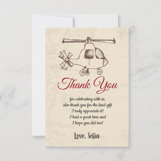 ヘリコプター,誕生日,ベビーシャワー,サンキューカード サンキューカード (正面)