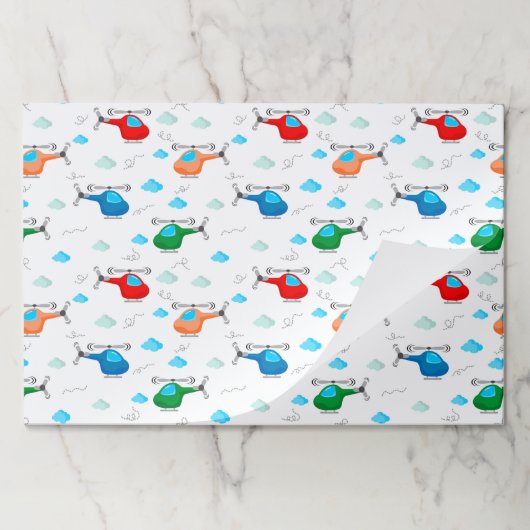 ヘリコプタ誕生日ベビーシャワー紙ランチョンマット ペーパーパッド (折り畳み)