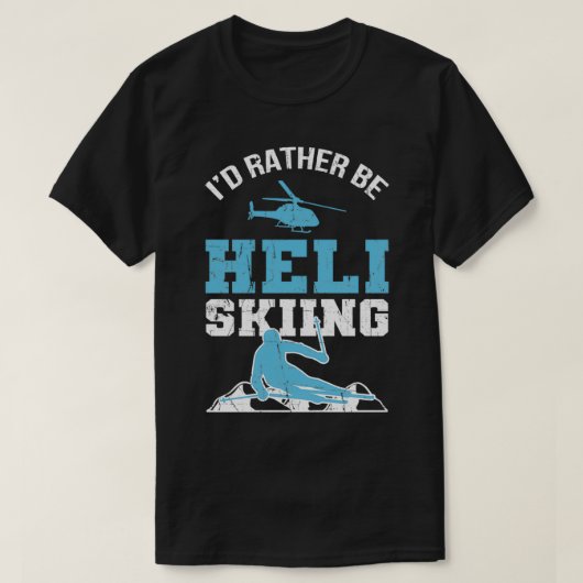 ヘリスキーパウダースキースキールフリーライドHeliskiing Tシャツ (デザイン正面)