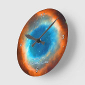 ヘリックス星雲，銀河系と星 ラウンド壁時計 (傾斜)