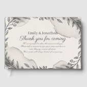 ヘリテイジ モダン ブラックアンドホワイト ウェディング ボタニカル ゲストブック (正面)