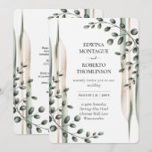 ヘリテイジ モダン ボタニカル グリーン ウェディング 招待状 (正面/裏面)