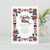 ヘリテイジ レトロ 1950年代 ロカビリー ローズ ハート ウェディング 招待状 (スタンド正面)