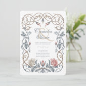 ヘリテイジ ヴィクトリアン ブラッシュ, ブルー フローラル ウェディング 招待状 (スタンド正面)