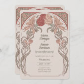ヘリテージ アール・ヌーヴォー ボタニカル ウェディング テラコッタ 招待状 (正面/裏面)