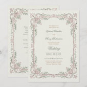 ヘリテージ | エドワーディアン ローズ フィリグリー ウェディング 招待状 (正面/裏面)